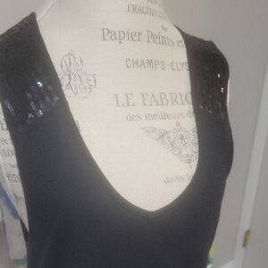 Black Sequin Sleeveless Top